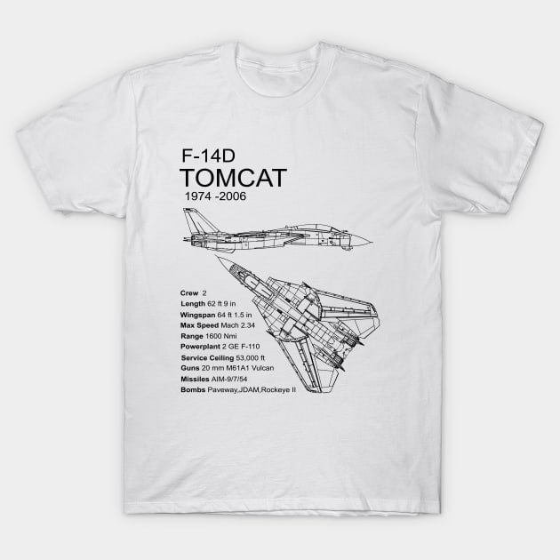 F-14 Tomcat T-Shirt by Dirty Custard Designs 